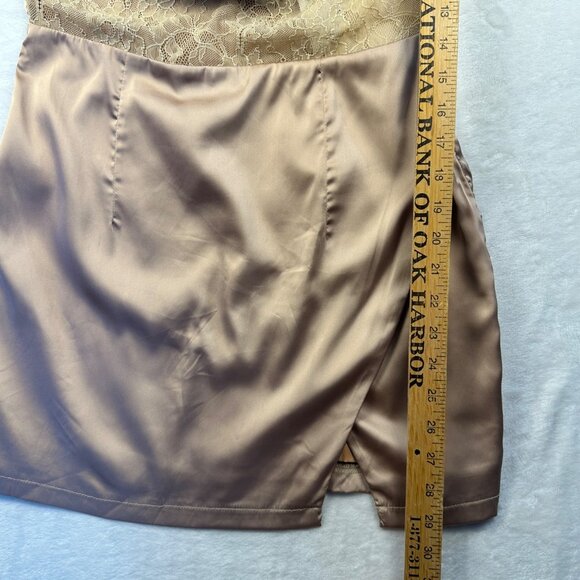 KLEID KATHERINE SUPERDOWN Satin Drape Lace Mini Dress Revolver Nude Size S PARTY - Picture 13 of 16